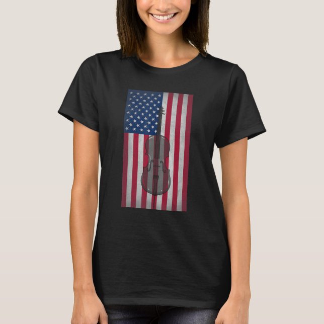 Camiseta American Flag Cello Player Patriotic 4th of July (Frente)
