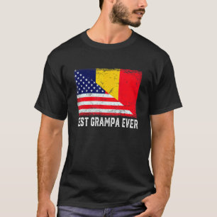 Camiseta American Flag & Chad Flag Best Grampa Ever Family