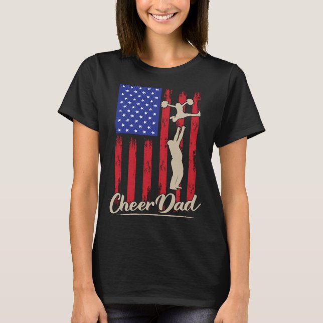 Camiseta American Flag Cheer Dad 4th of July Patriotic Prou (Frente)