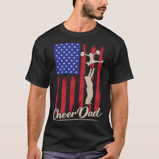 Camiseta American Flag Cheer Dad 4th of July Patriotic Prou (Frente)