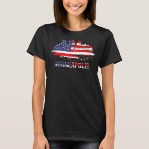 Camiseta American Flag Cityscape Minneapolis Minnesota