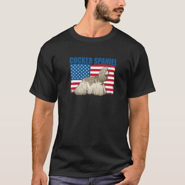 Camiseta American Flag Cocker Spaniel   (Frente)