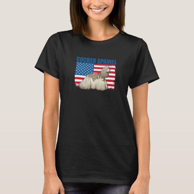 Camiseta American Flag Cocker Spaniel   (Frente)