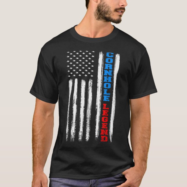 Camiseta American Flag Cornhole Legend Champion Bean Ba (Frente)