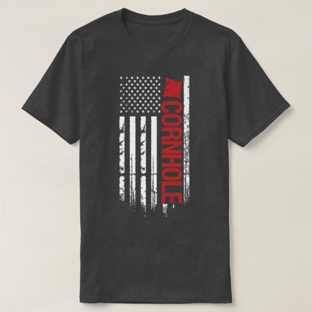 Camiseta American Flag cornhole USA Patriotic Father's Day  (Frente do Design)