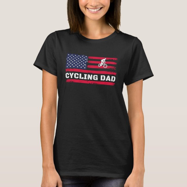 Camiseta American Flag Cycling Dad Father's Day (Frente)