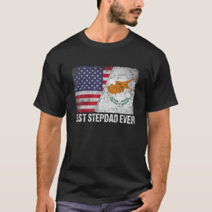 Camiseta American Flag & Cyprus Flag Melhor Stepdad Nunca F