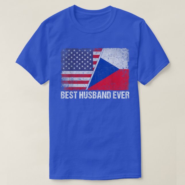 Camiseta American Flag & Czech Republic Flag Best Husband E (Frente do Design)