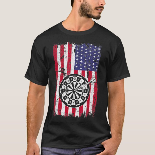 Camiseta American Flag Dart Board Shirt USA Darts League (Frente)