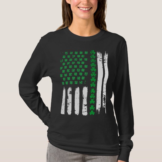 Camiseta American Flag DayShamrock USA Flag St Patick s day (Frente)