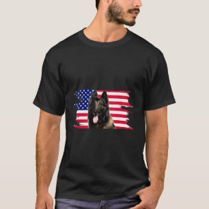 Camiseta American Flag Dog Belgian Tervuren