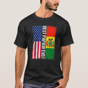 Camiseta American Flag e Bolivia Flag Best Papaw Ever Famil