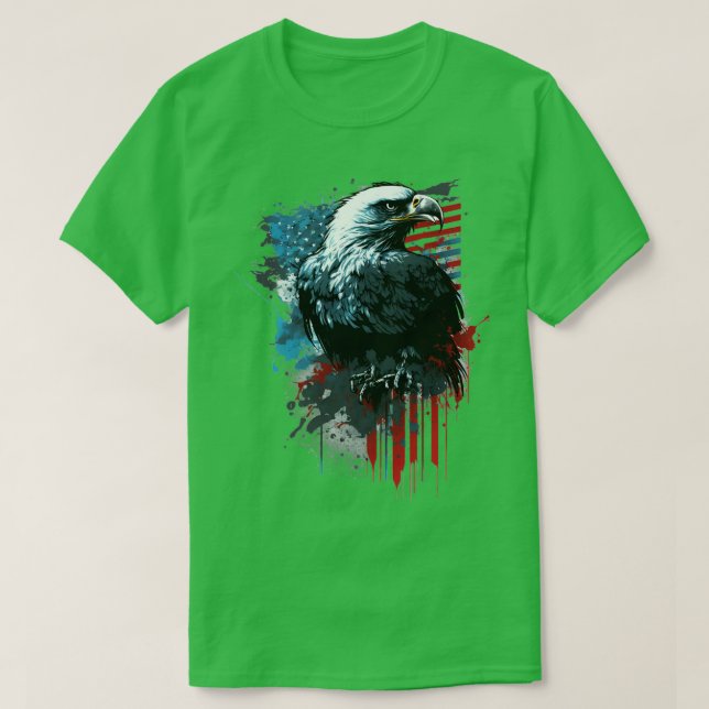 Camiseta American Flag Eagle Abstract Design 1 (Frente do Design)