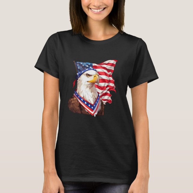 Camiseta American Flag Eagle Forth de julho EUA Cute Funny  (Frente)