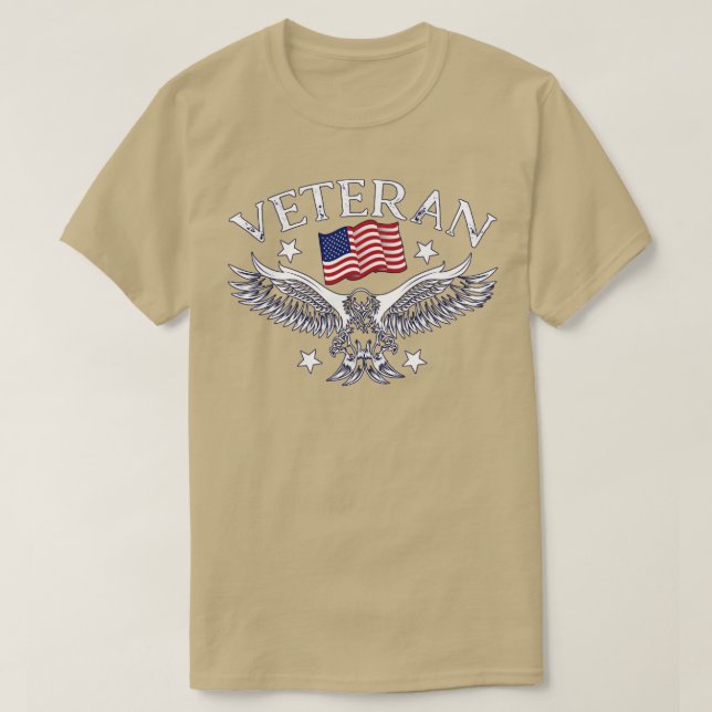 Camiseta American Flag Eagle Veteran (Frente do Design)