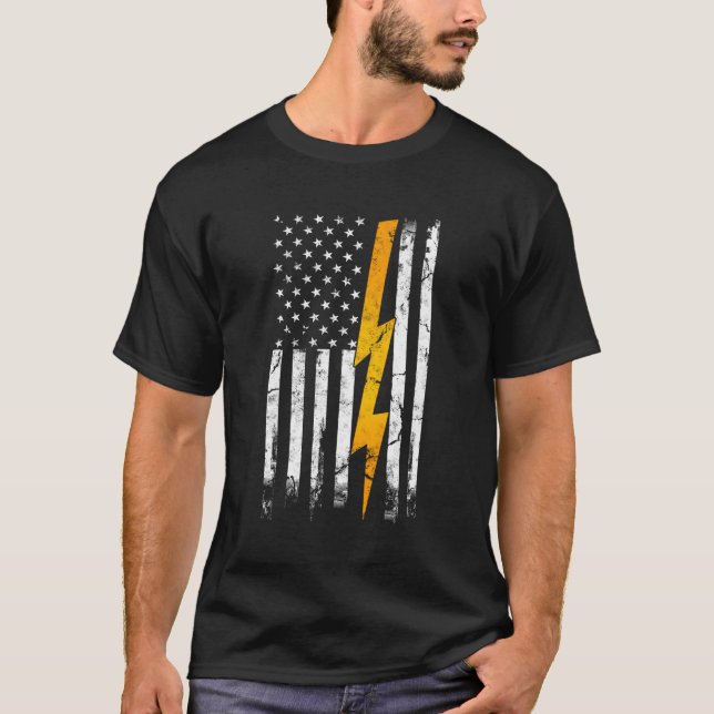 Camiseta American Flag Electric Cable Engineering Electrici (Frente)
