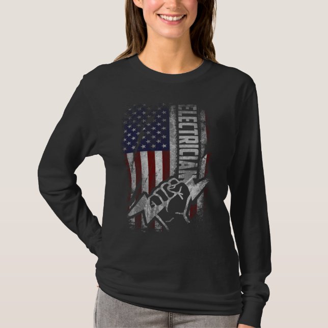 Camiseta American Flag Electrician  For Men Women Fourth Ju (Frente)