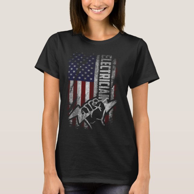 Camiseta American Flag Electrician  For Men Women Fourth Ju (Frente)