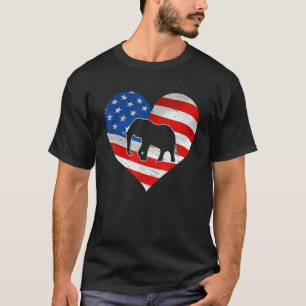 Camiseta American Flag Elephant Prin 4 De Julho