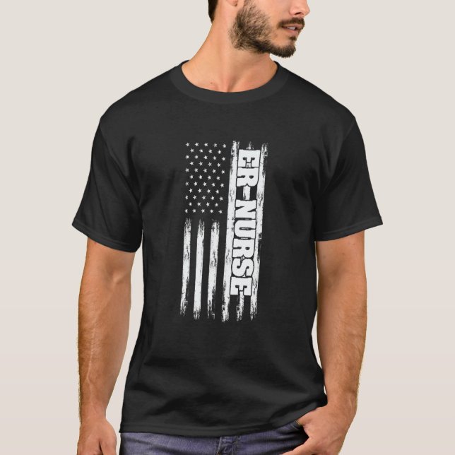 Camiseta American Flag Emergency Room ER Nurse Patriotic He (Frente)