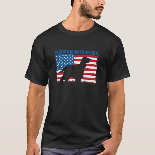 Camiseta American Flag English Cocker Spaniel (Frente)