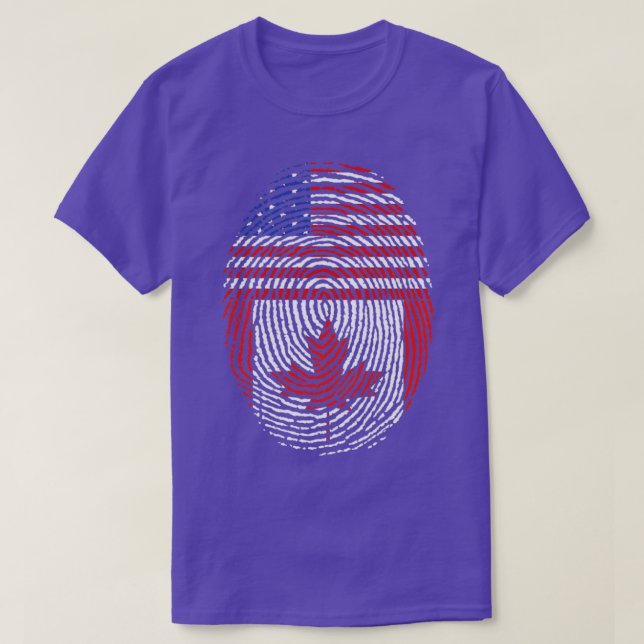Camiseta American Flag Fingerprint Canadian Maple Leaf Cana (Frente do Design)