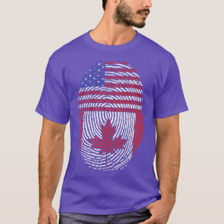 Camiseta American Flag Fingerprint Canadian Maple Leaf Cana