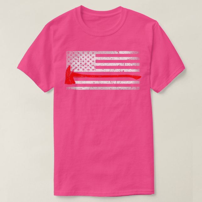 Camiseta American Flag Fire Fight Red Axe Patrioticfor Fire (Frente do Design)