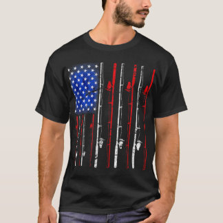 Camiseta American Flag Fishing Rod Fishing Lover
