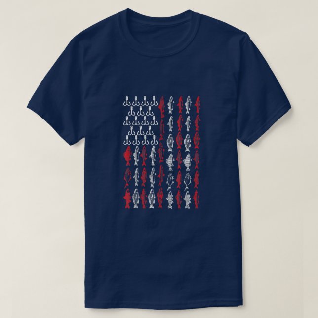 Camiseta American Flag Fishing T shirt, Bass Pro Fish 4th O (Frente do Design)
