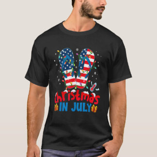 Camiseta American Flag Flip Flops Xmas Lights Christmas In