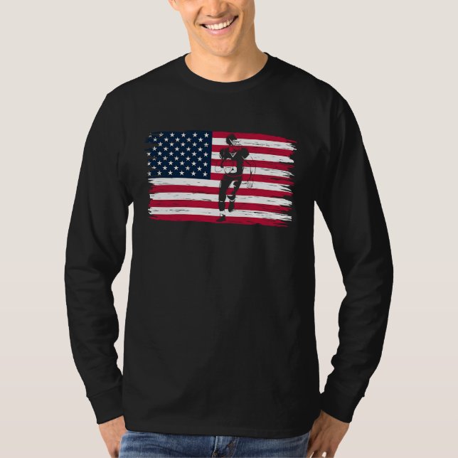 Camiseta American Flag Football Tackle Athlete Quarterback  (Frente)