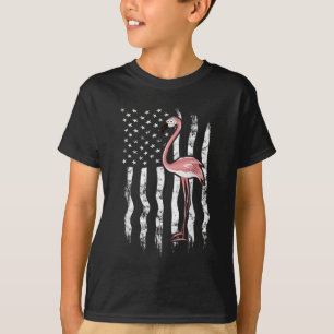 Camiseta American Flag Funny Cuz Pink Cartoon Flamingo