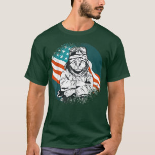 Camiseta American Flag Funny Pilot Cat. 4 De Julho, Cat Pil