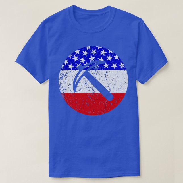Camiseta American Flag Geologist Miner Pick (Frente do Design)