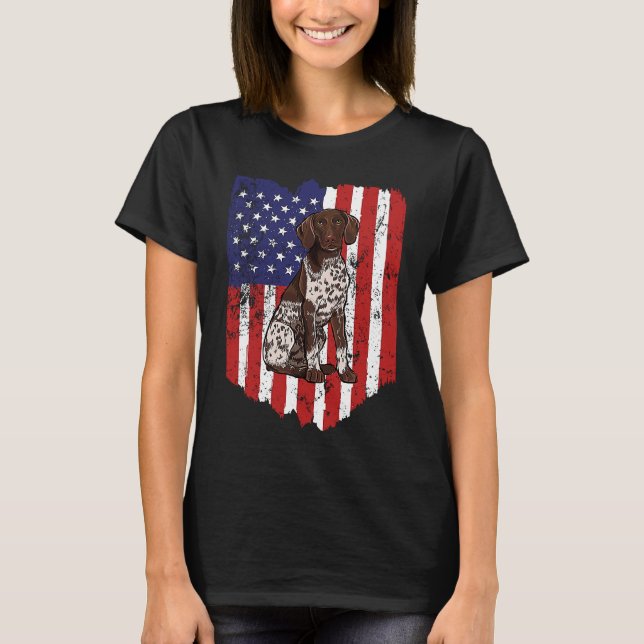 Camiseta American Flag German Pointer Short USA (Frente)