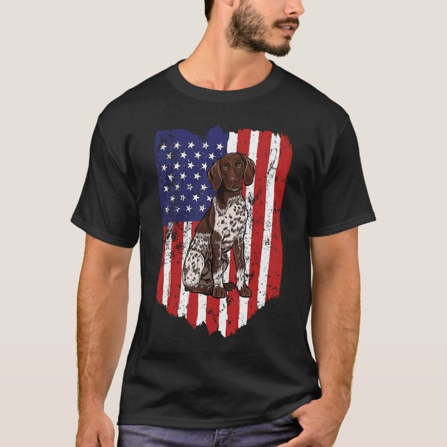 Camiseta American Flag German Pointer Short USA (Frente)