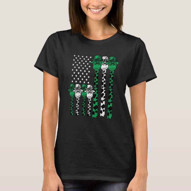 Camiseta American Flag Giraffe St Patricks Day Animal Shamr (Frente)