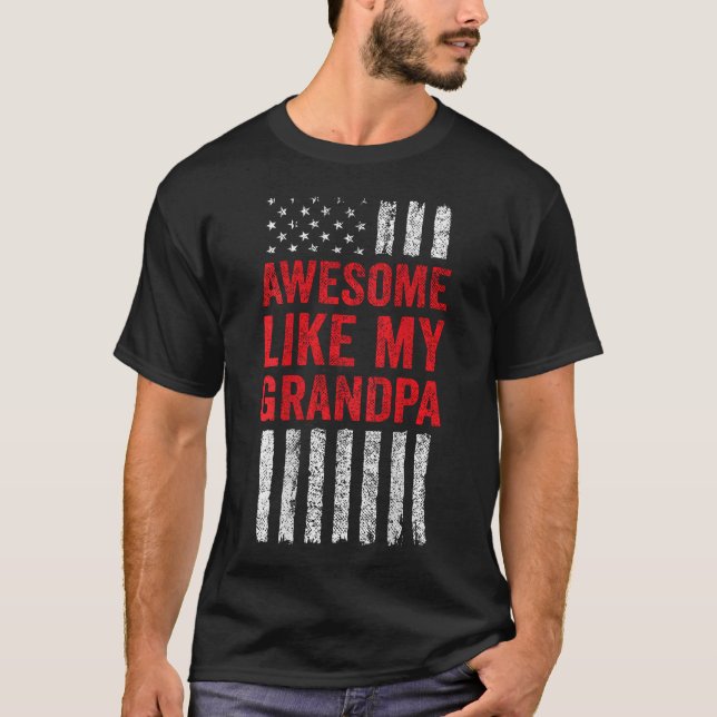 Camiseta American Flag Granddaughter Grandson Awesome Like  (Frente)