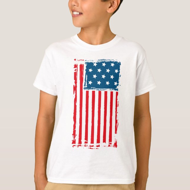 Camiseta American Flag Grunge Vintage Tshirt (Frente)