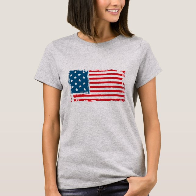 Camiseta American Flag Grunge Vintage Tshirt (Frente)