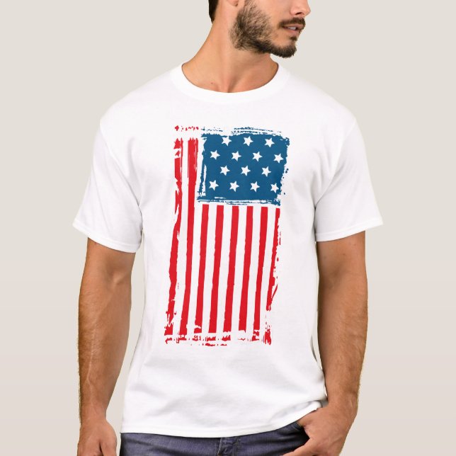 Camiseta American Flag Grunge Vintage Tshirt (Frente)