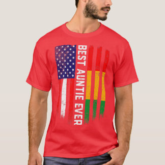 Camiseta American Flag & Guinea Flag Best Auntie Ever 