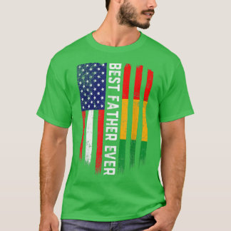 Camiseta American Flag & Guinea Flag Best Father Ever 