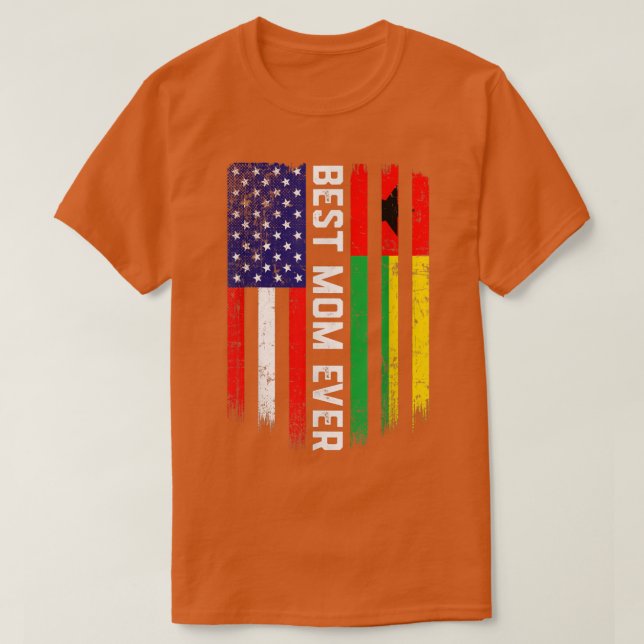 Camiseta American Flag & GuineaBissau Flag Best Mom Ever  (Frente do Design)