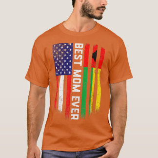 Camiseta American Flag & GuineaBissau Flag Best Mom Ever 