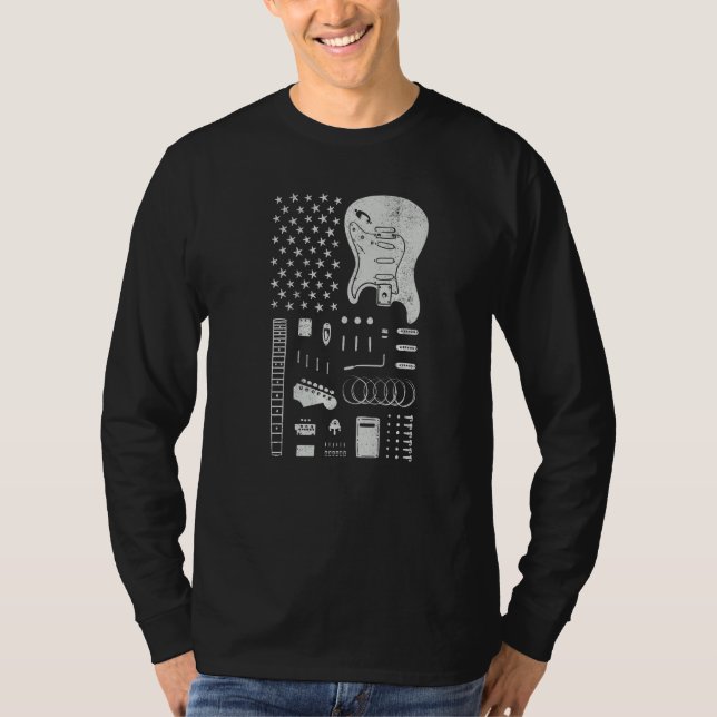Camiseta American Flag Guitar 4th of July Guitarist USA Cou (Frente)