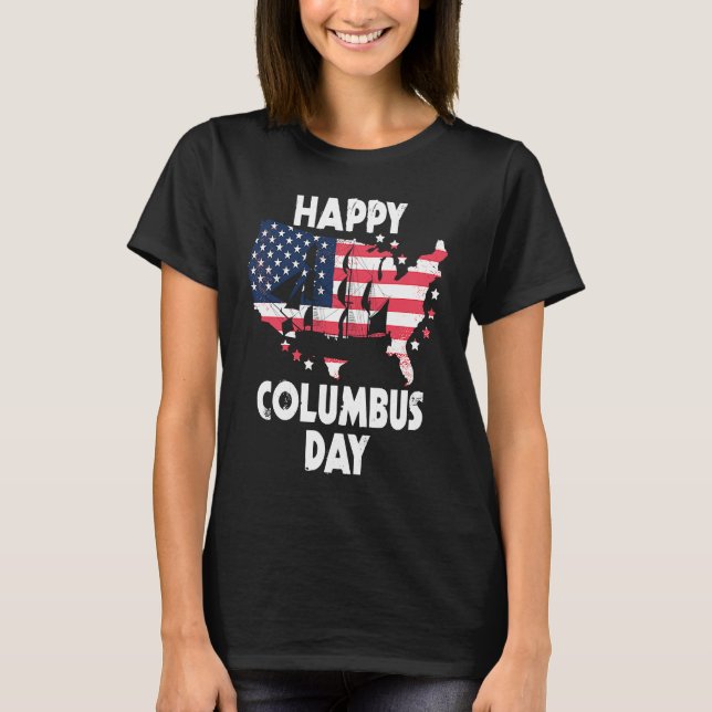 Camiseta American Flag Happy Columbus Day (Frente)