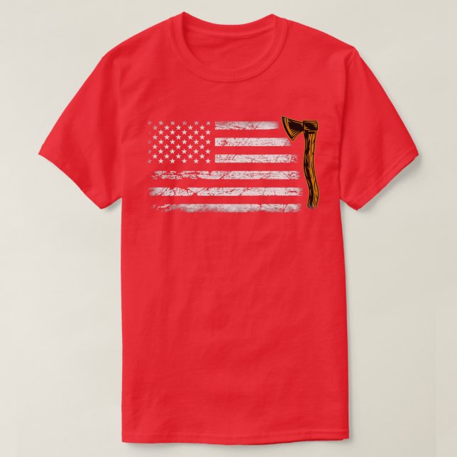 Camiseta American Flag Hatchet Funny Axe Throw Lover (Frente do Design)