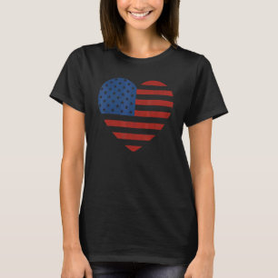 Camiseta American Flag Heart 4 De Julho Patriotic Women Gi